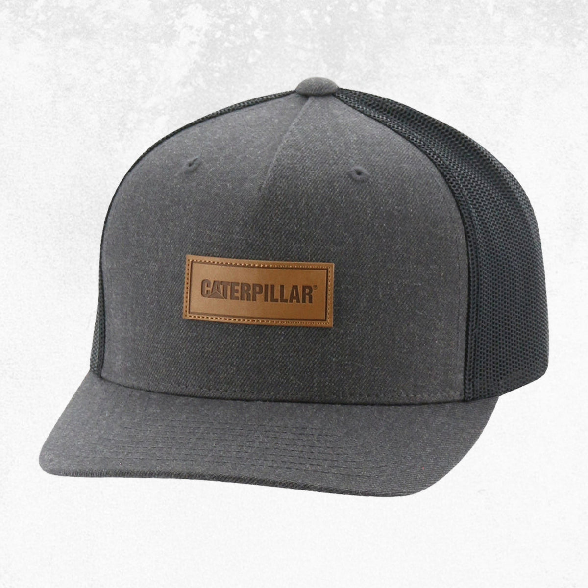 CAT Caterpillar Patch Flat Bill Cap Charcoal Heather 1