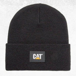 CAT Label Cuff Beanie Black 1