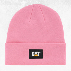 CAT Label Cuff Beanie Pink 1