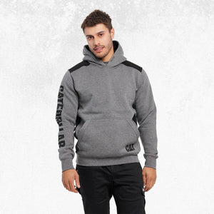 CAT Logo Panel Hooded Sweatshirt Dark Heather 1