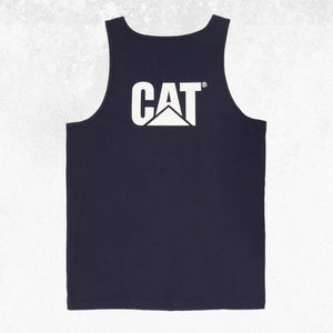CAT Trademark Singlet Navy 2
