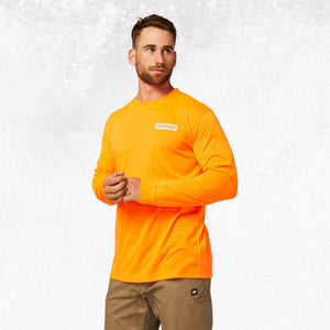 CAT Triton Block Hi Vis Long Sleeve Tee Hi Vis Orange 2
