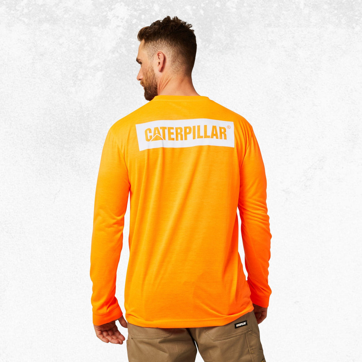 CAT Triton Block Hi Vis Long Sleeve Tee Hi Vis Orange 3