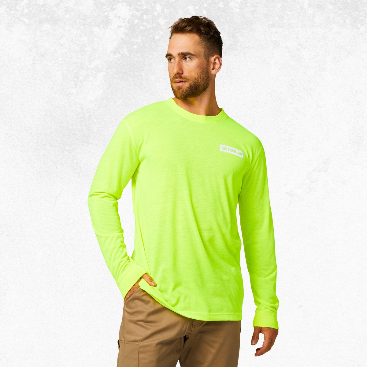 CAT Triton Block Hi Vis Long Sleeve Tee Hi Vis Yellow 1