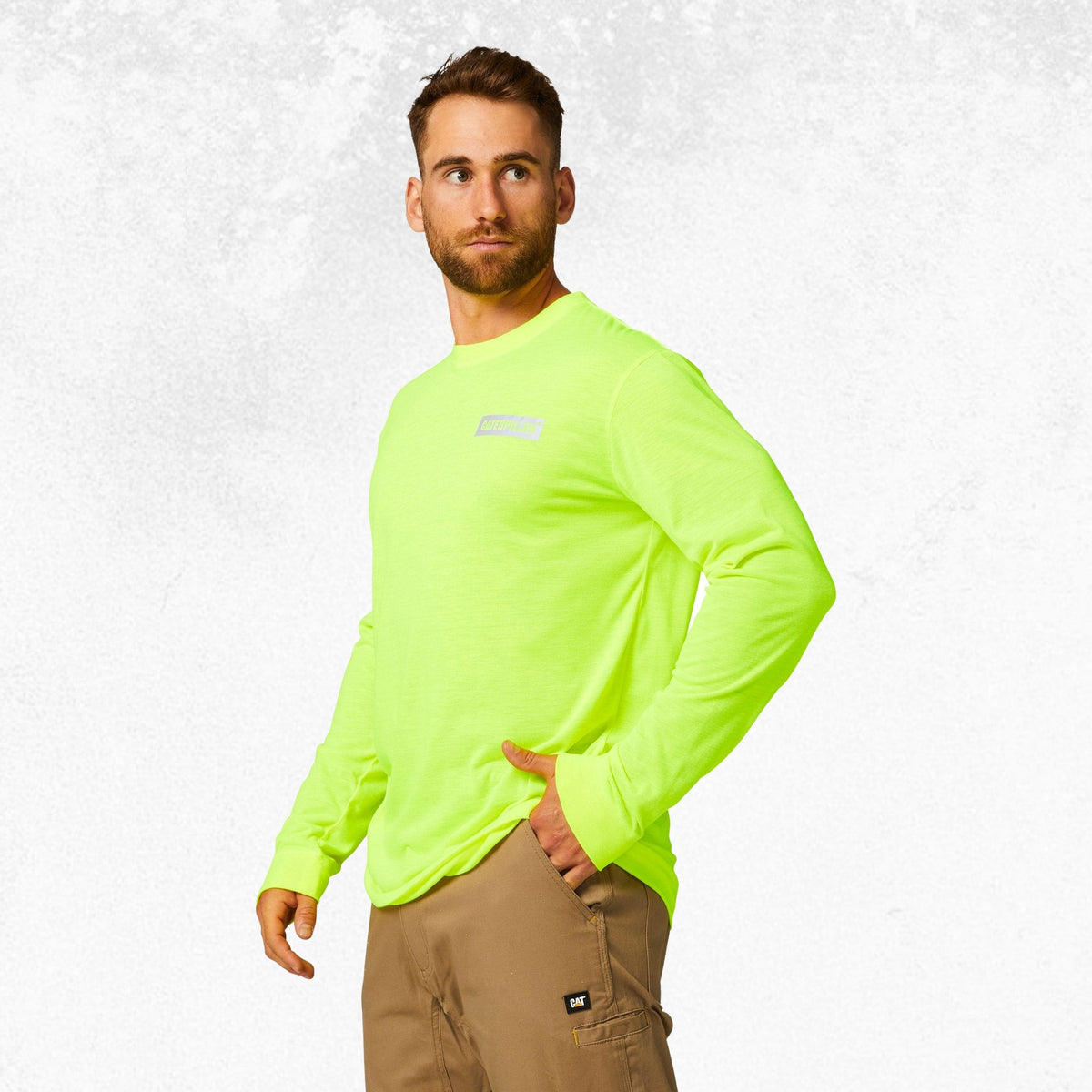 CAT Triton Block Hi Vis Long Sleeve Tee Hi Vis Yellow 2