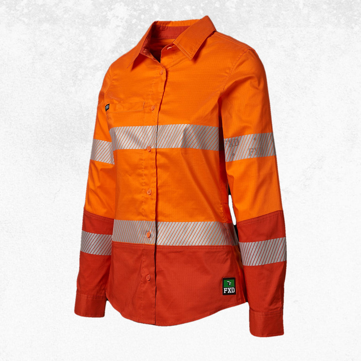 FXD LSH-2TW Women's Taped Stretch Work Shirt Hi Vis Orange 2