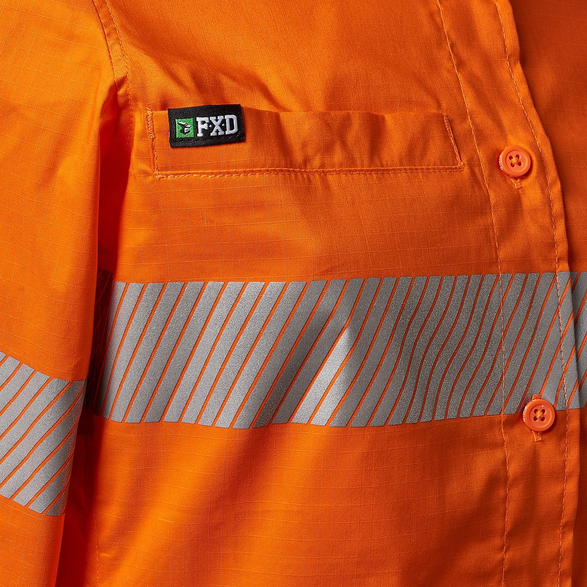 FXD LSH-2TW Women's Taped Stretch Work Shirt Hi Vis Orange 7