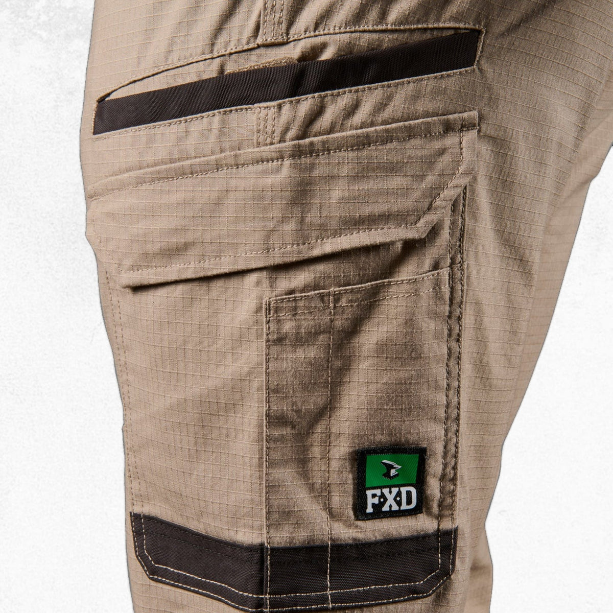 FXD WP-12C Cuffed Elastic Waist Stretch Ripstop Work Pant Khaki 10