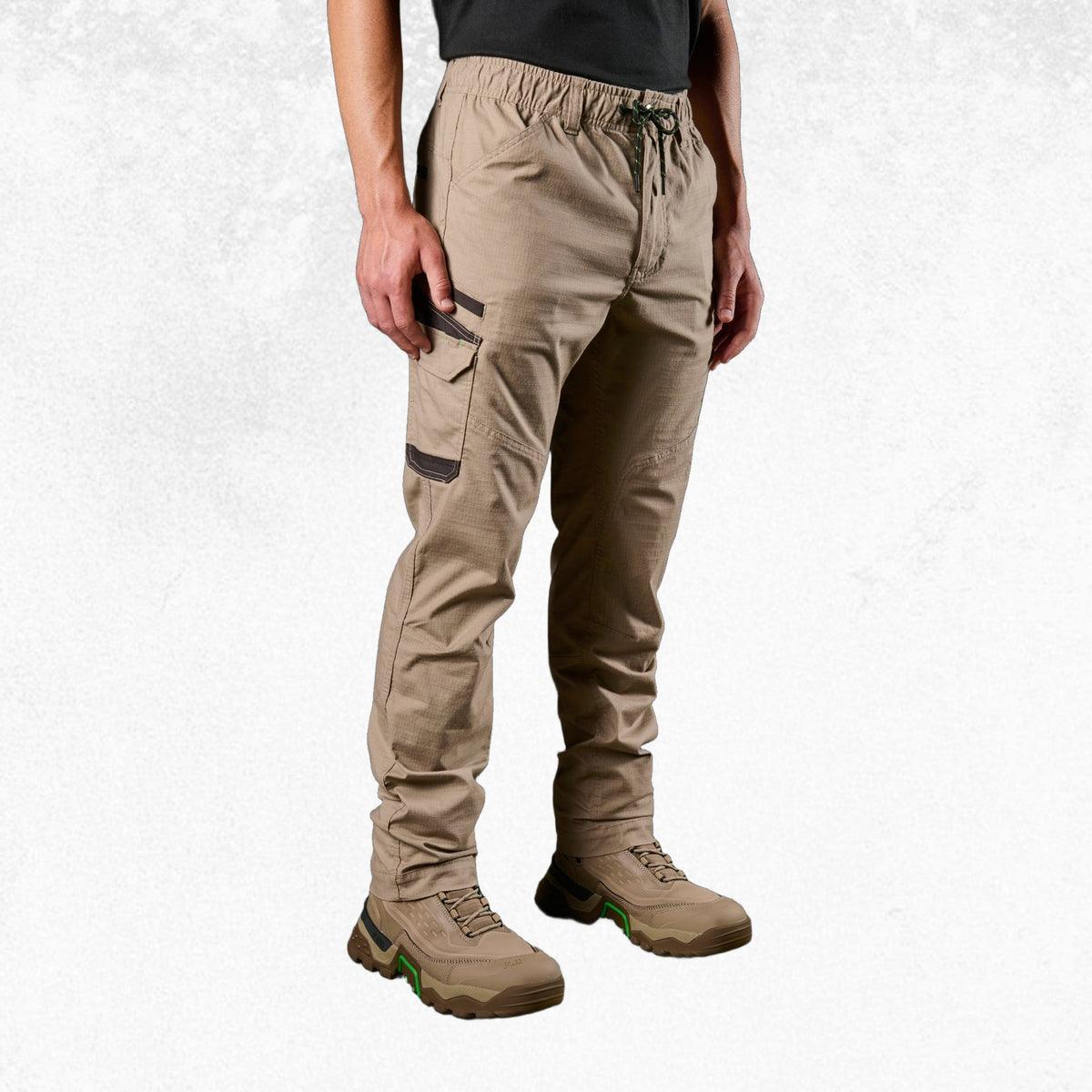 FXD WP-12 Elastic Waist Stretch Ripstop Work Pant Khaki 3