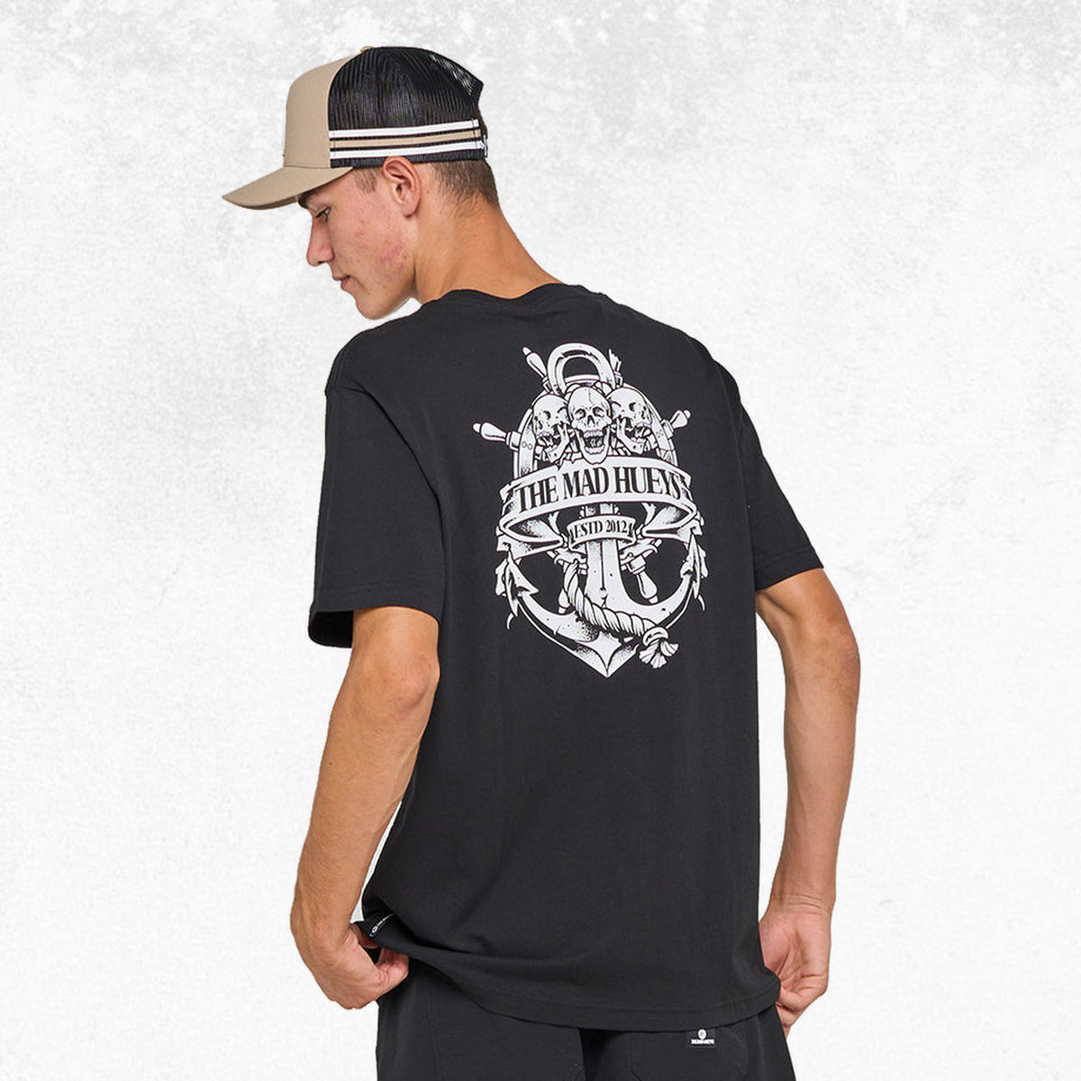 The Mad Hueys Triple Anchor Short Sleeve Tee Black 1