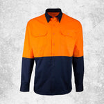 Tough Inc Hi Vis Long Sleeve Drill Shirts Orange