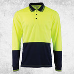 Tough Inc Hi Vis Long Sleeve Polo Shirts Citron