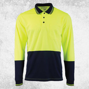 Tough Inc Hi Vis Long Sleeve Polo Shirts Citron