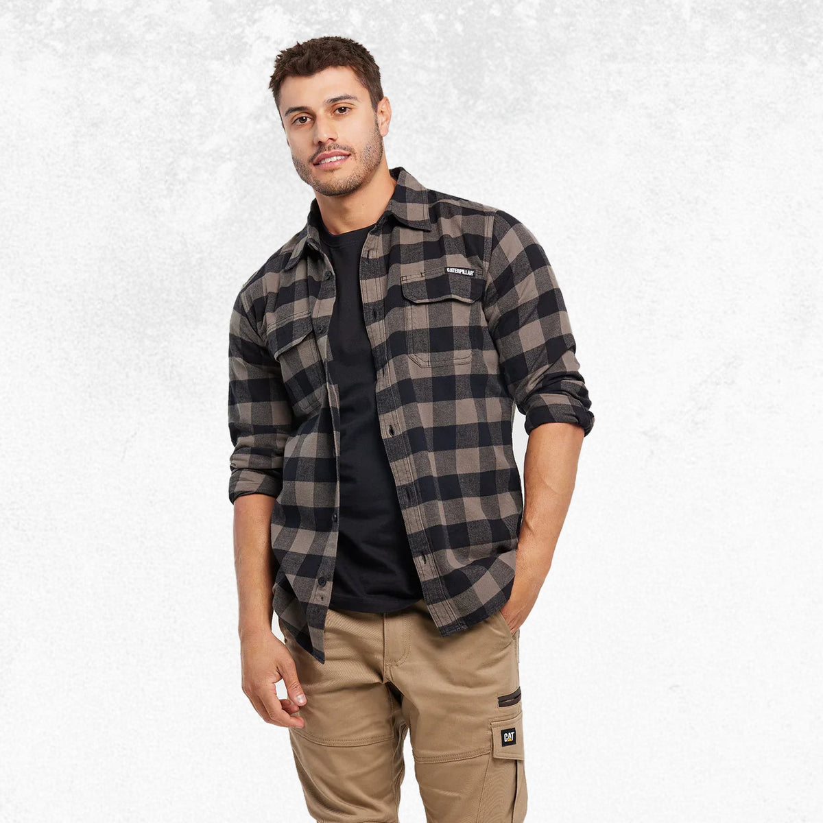 CAT Buffalo Check Work Shirt Black/Charcoal 2