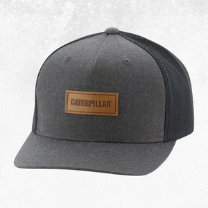 CAT Caterpillar Patch Flat Bill Cap Charcoal Heather 1