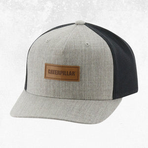 CAT Caterpillar Patch Flat Bill Cap Light Heather Grey 1