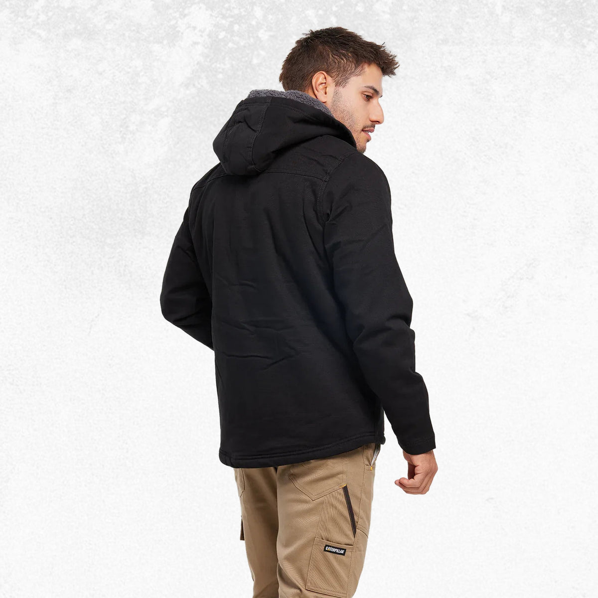 CAT Hooded Sherpa Lined Jacket Black 3