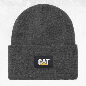 CAT Label Cuff Beanie Black Gray 1