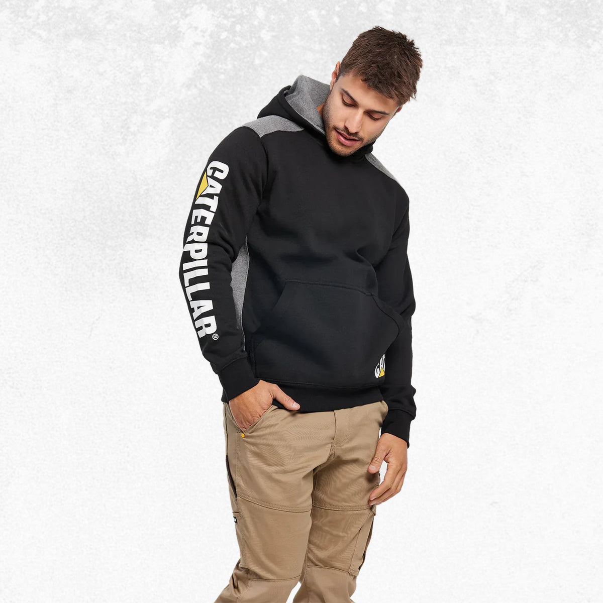 CAT Logo Panel Hooded Sweatshirt Black 2