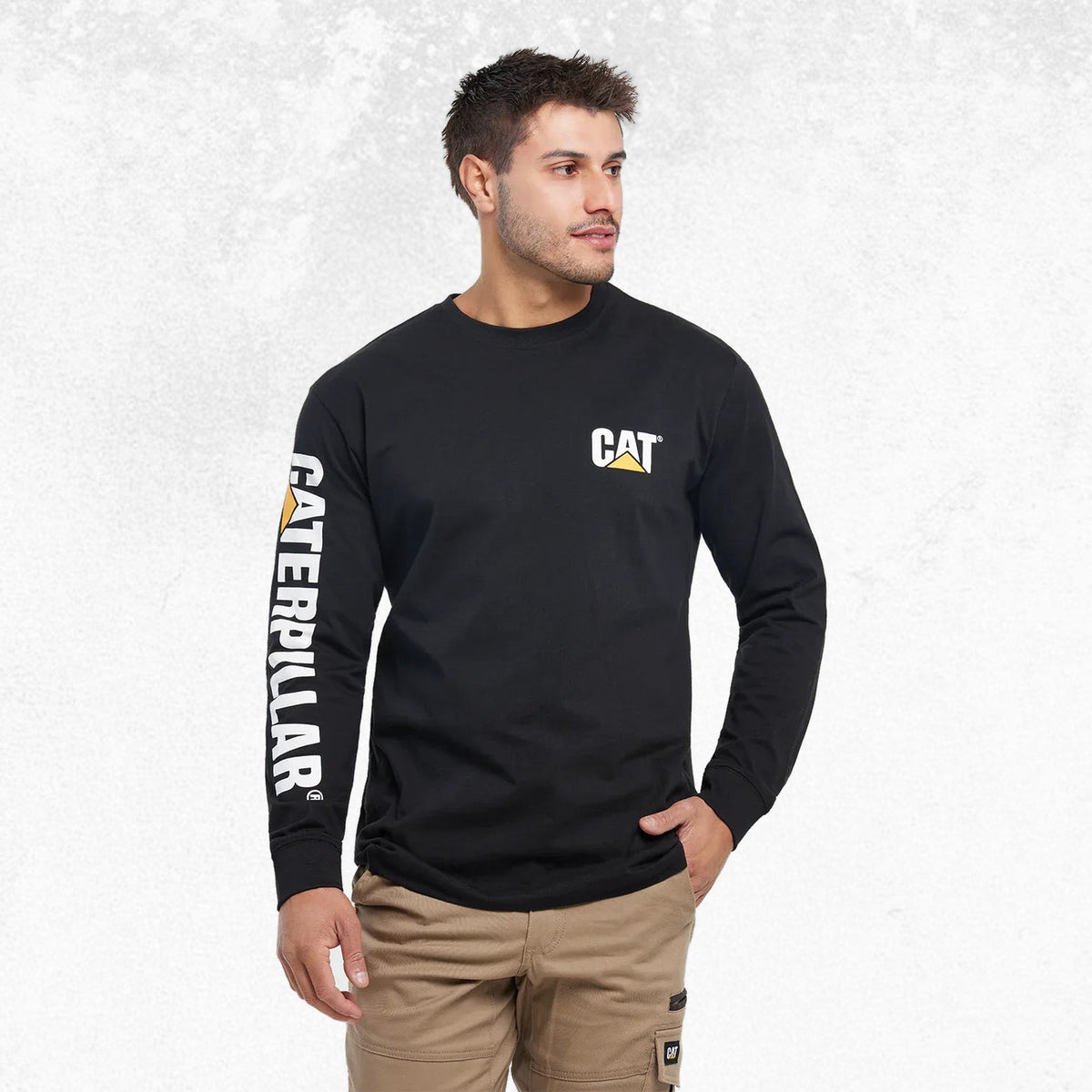 CAT Trademark Banner Long Sleeve Tee Black 1