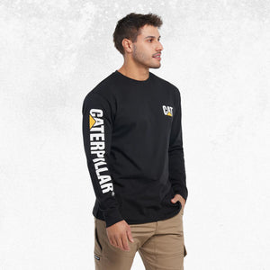 CAT Trademark Banner Long Sleeve Tee Black 2