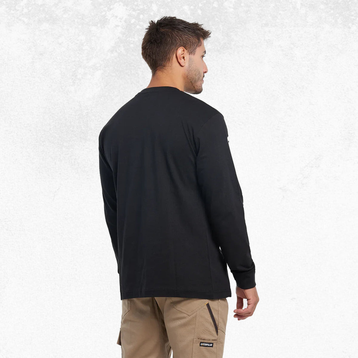 CAT Trademark Banner Long Sleeve Tee Black 3