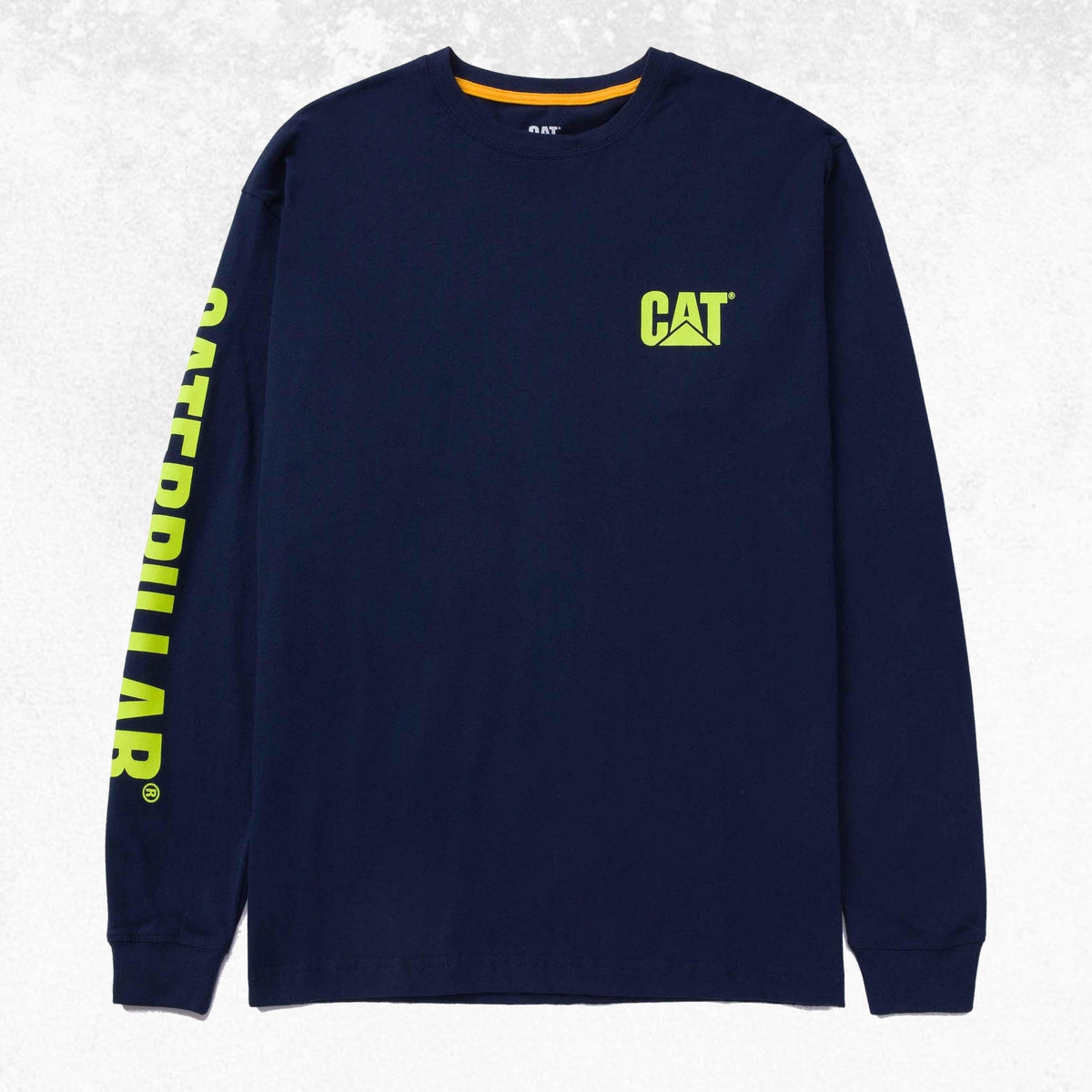 CAT Trademark Banner Long Sleeve Tee Detroit Blue Hi-Vis Yellow 1