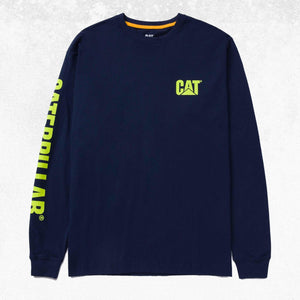 CAT Trademark Banner Long Sleeve Tee Detroit Blue Hi-Vis Yellow 1
