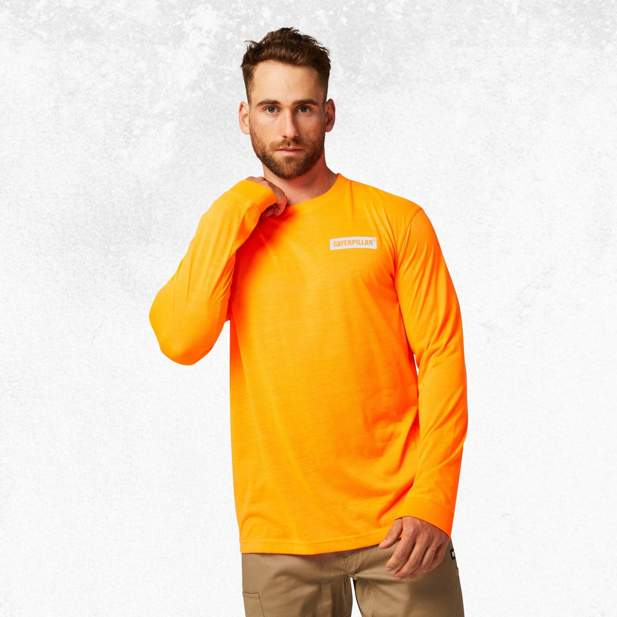 CAT Triton Block Hi Vis Long Sleeve Tee Hi Vis Orange 1