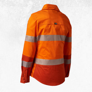 FXD LSH-2TW Women's Taped Stretch Work Shirt Hi Vis Orange 6