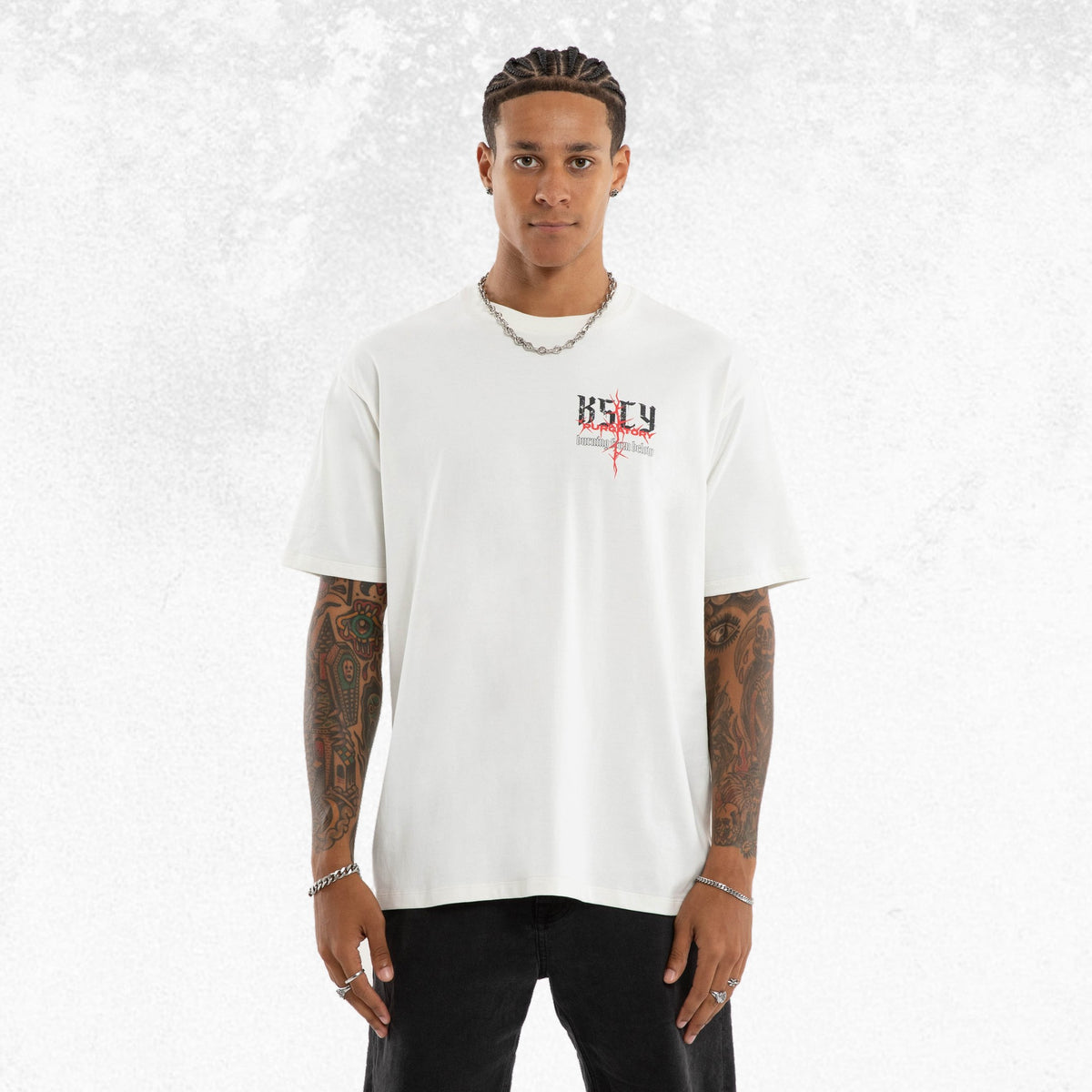 Kiss Chacey Burning Box Fit Tee Natural White 2