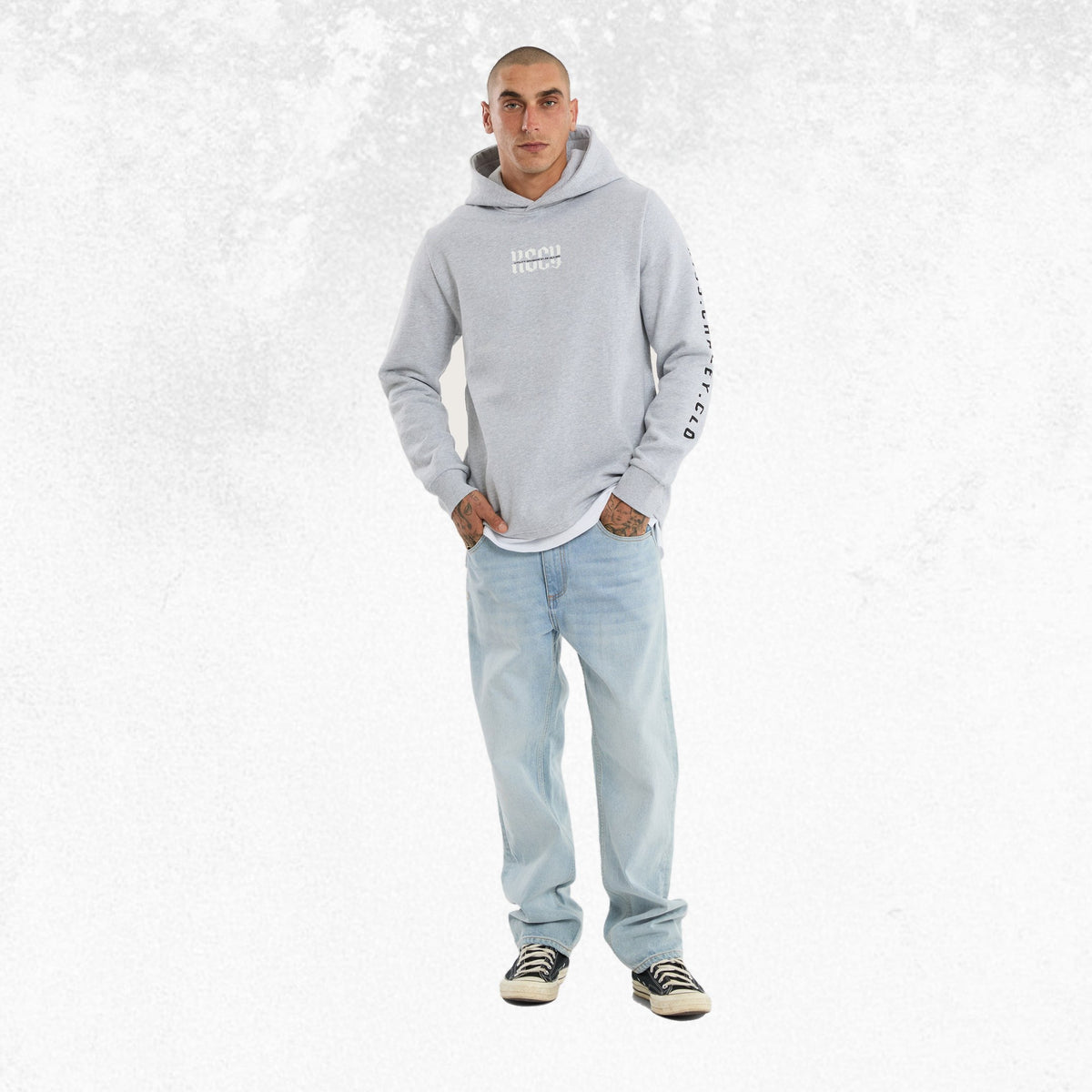 Kiss Chacey Sharp Layered Hoodie Grey Marle 5