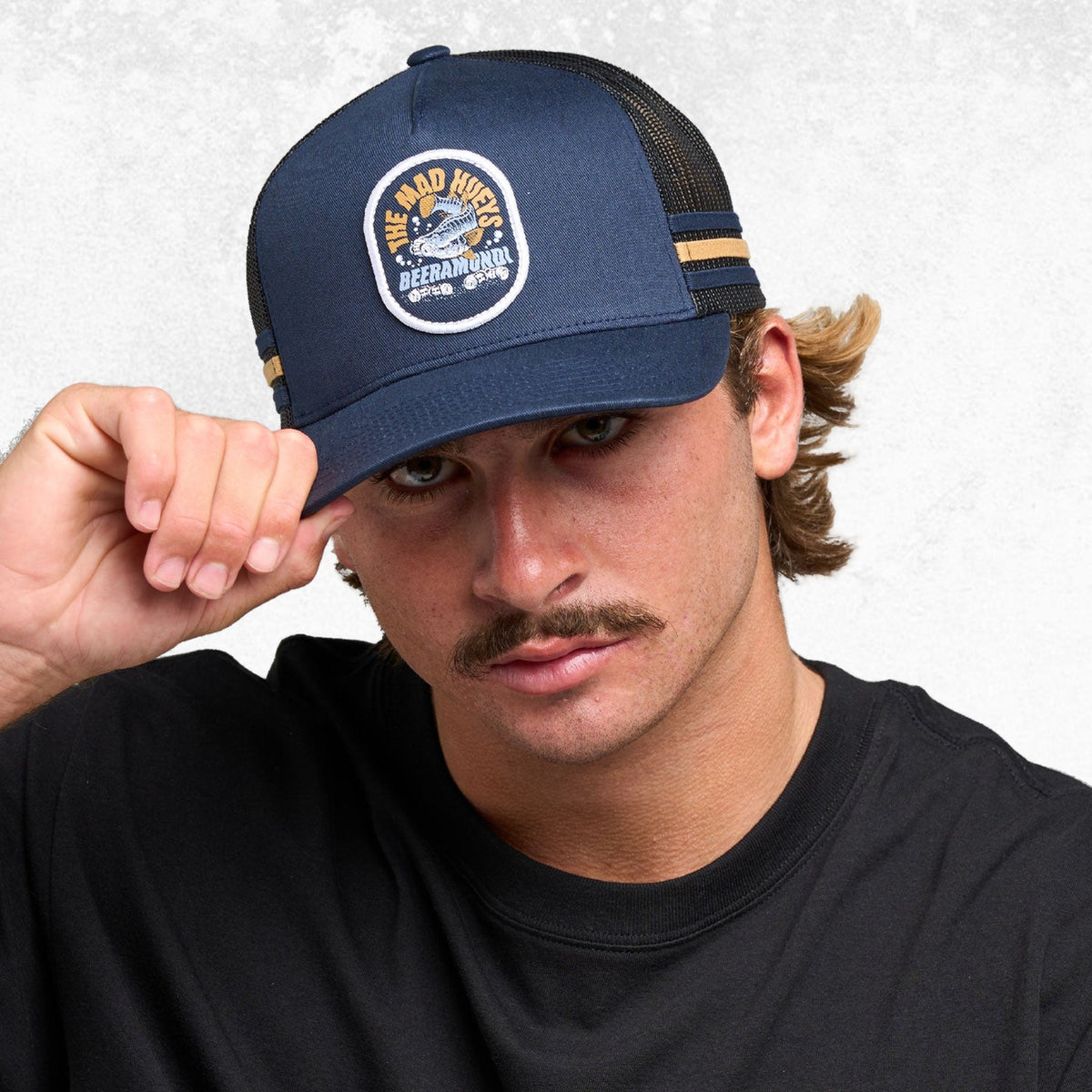 The Mad Hueys Beeramundi Twill Trucker Navy 2