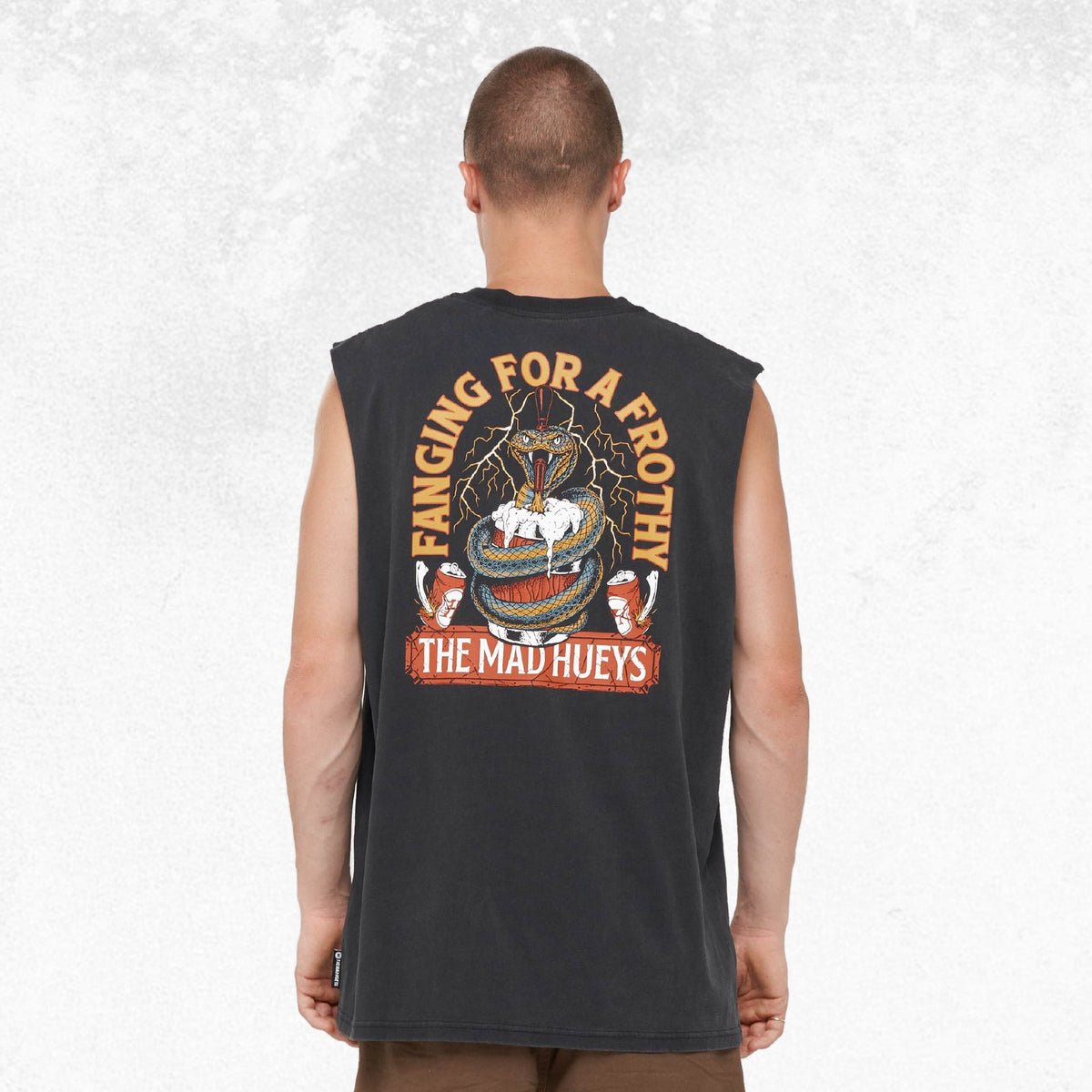 The Mad Hueys Fanging Keg Muscle Tee Washed Black 2