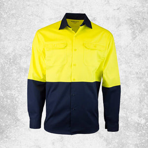 Tough Inc Hi Vis Long Sleeve Drill Shirts Yellow