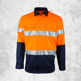 Tough Inc Hi Vis Long Sleeve Reflective Drill Shirts Orange