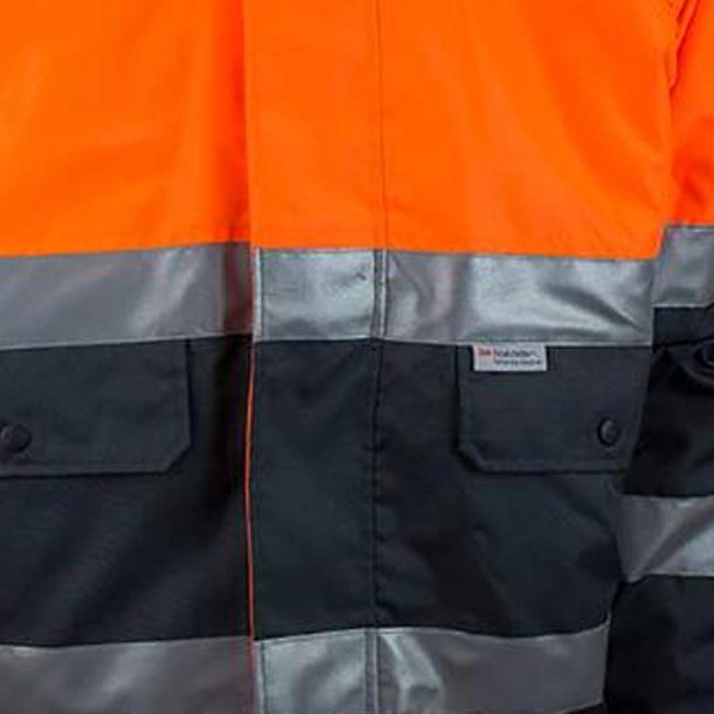Tough Inc Hi Vis Reflective Pilot Jackets With Hood Orange/Navy