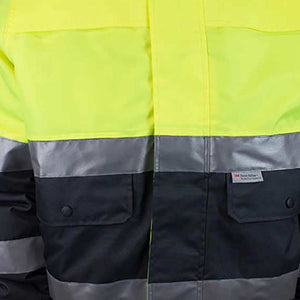 Tough Inc Hi Vis Reflective Pilot Jackets With Hood Yellow/Navy