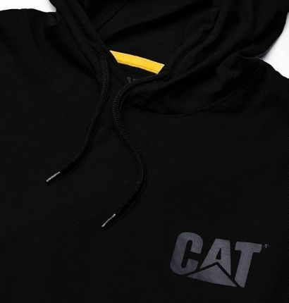 CAT UPF Hooded Banner LS Tee laying on floor