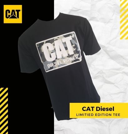 Infographic displaying the CAT Diesel Power Tee 