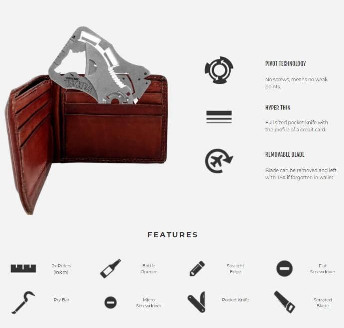 Zootility | ManCave Workwear Wildcard Stainless Steel Laser Engraved Wallet Knife