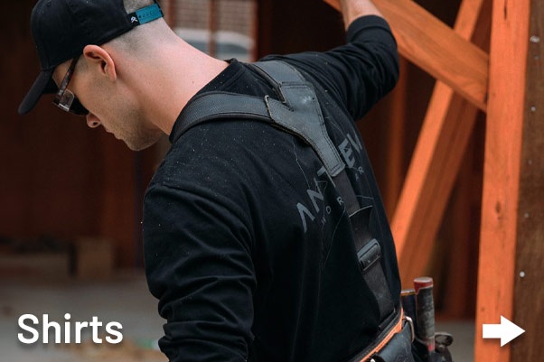 Aussie Tradie Man wearing Anthem Workwear clothing on Australian Construction site.