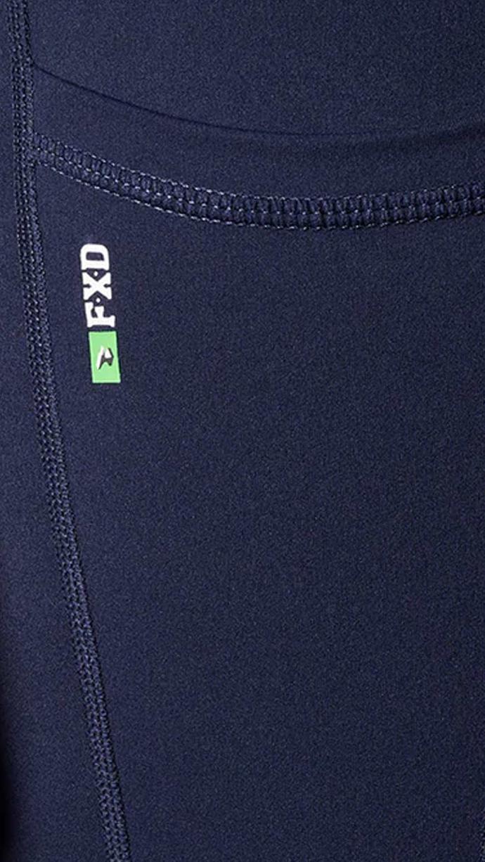 close up of pocket on FXD WP-9WT Women's Taped Stretch Work Leggings in colour navy