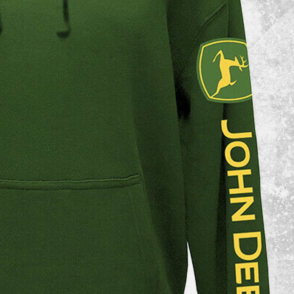 John Deere Men's Fleece Hoodie with Arm Logo