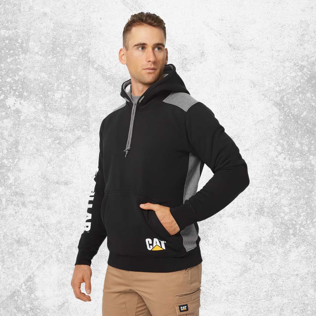 CAT Logo Panel Hooded Sweatshirt