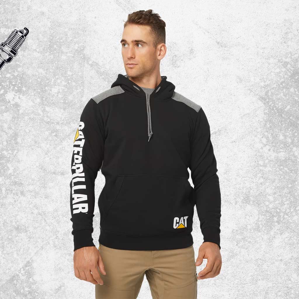 CAT Logo Panel Hooded Sweatshirt