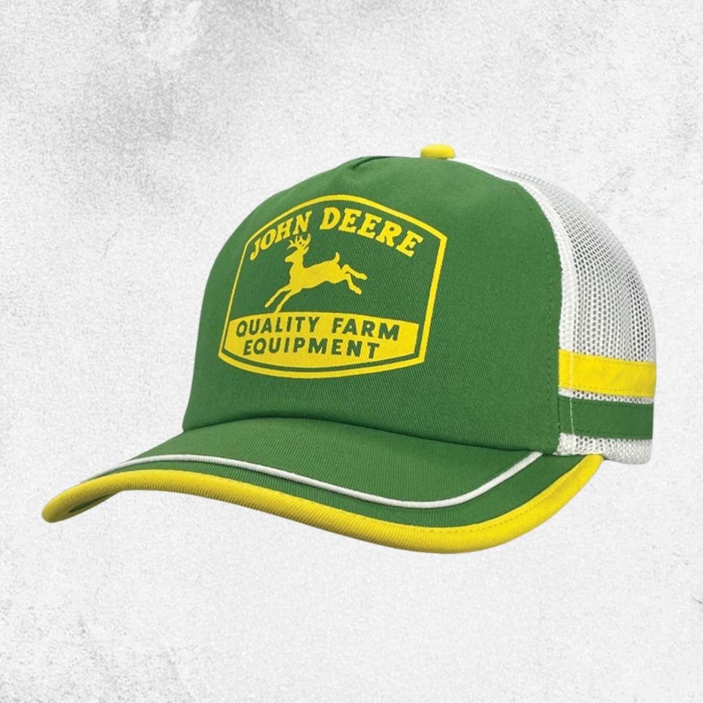 John Deere - Vintage Logo Trucker Mesh Racing Stripe Cap
