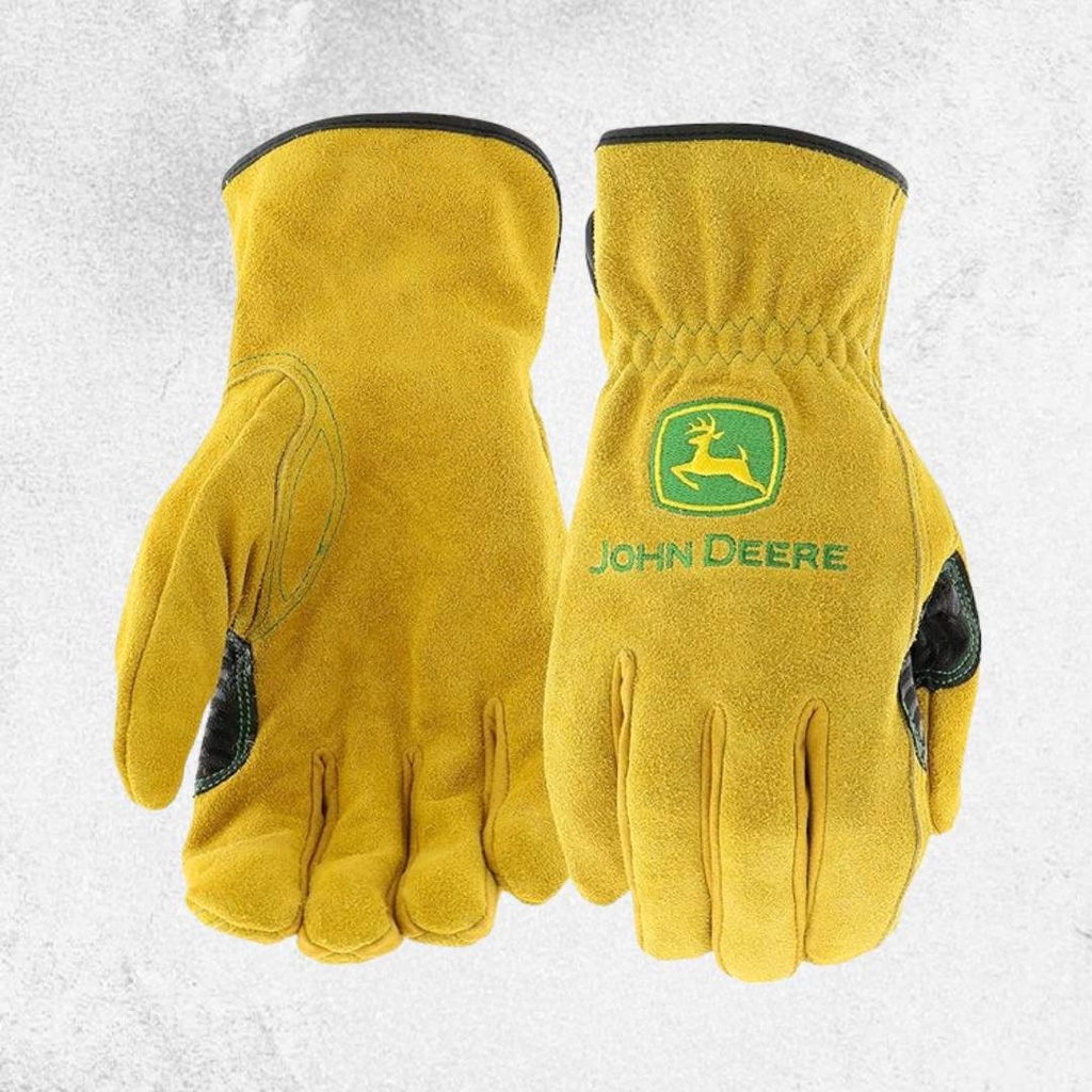 John Deere Split Cowhide Leather Driver Gloves
