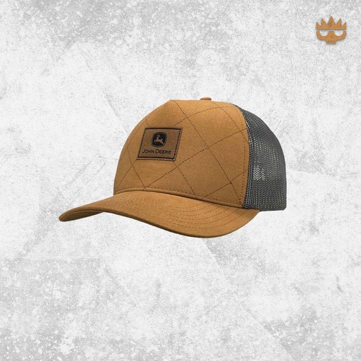 [J14A-02Y7-JDR-FKB] John Deere - JD Quilted Canvas Cap w/Leather Patch