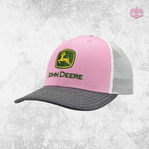 [J21B-0FUK-JDR-0KU] John Deere Women's Trademark Logo Pink Trucker Cap